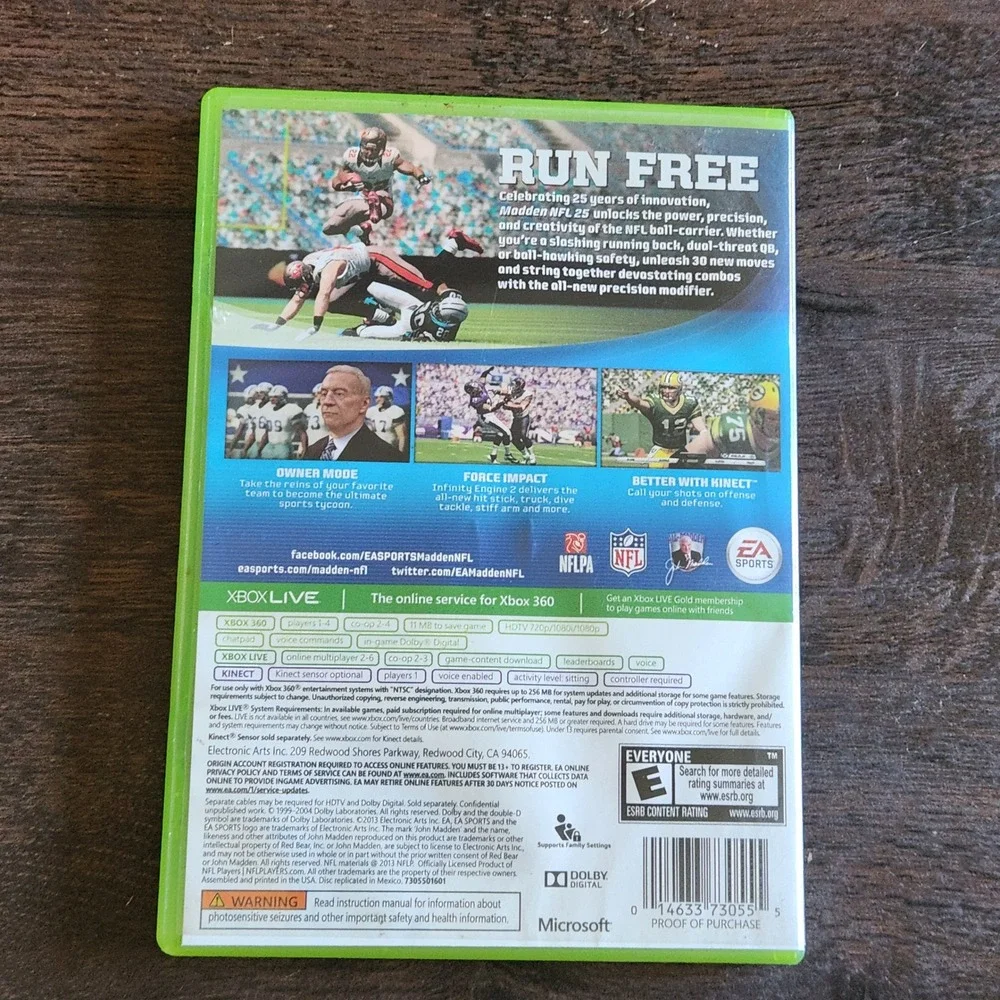 Madden NFL 25 Xbox 360 Game EA Sports‎ Football 1989-2014 Kinect